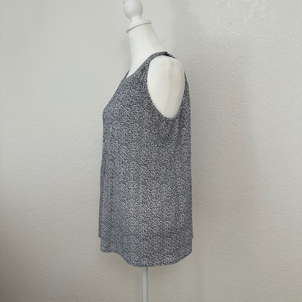 Adrianna Papell Blouse Women Size M Black White Floral Halter Sleeveless Top - Picture 7 of 10